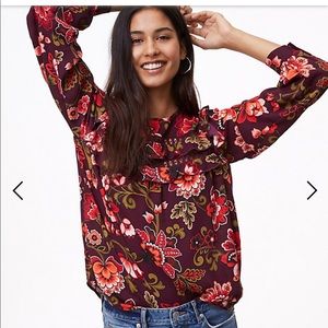 Loft Woodland Cut Out Ruffle Yoke Blouse - NWT